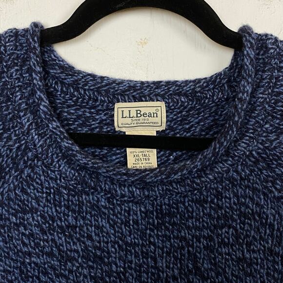 L.L. Bean Blue 100% Lambswool Pullover Sweater Size XXL Tall - Picture 4 of 7